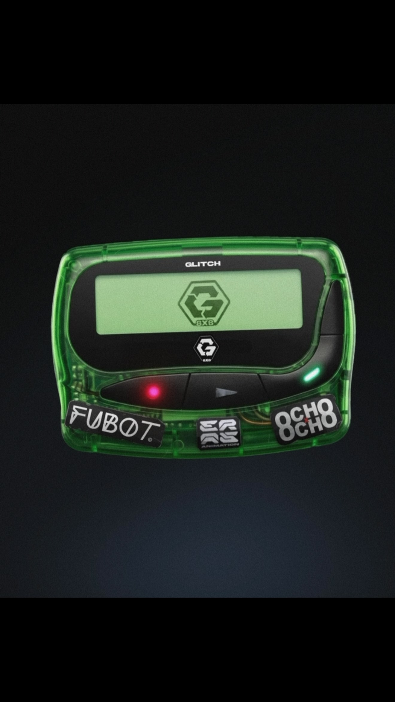 Beeper verde translúcido de GLITCH*, FUBOT y OCHO OCHO